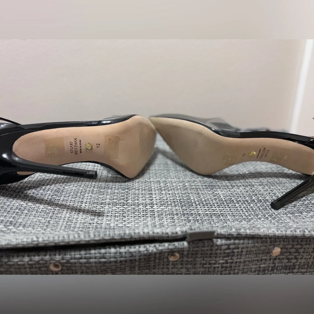 Stuart Weitzman PVC black leather ankle strap heel size 12. - Picture 11 of 14